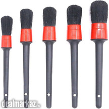 5 Pcs Premium Natural Boar Hair Detail Brush Set Automotive Detailing