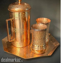 Handcrafted Copper Jug-Mug & Glass by Taurus PK