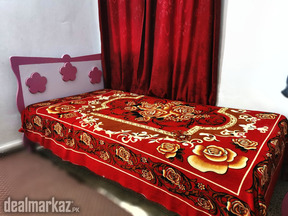 Single Bed with Floral Design Headboard + Mattress