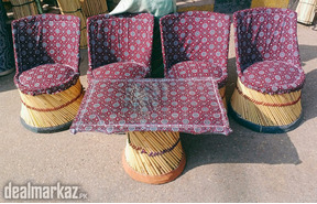 Handcrafted Bamboo Stool and Table Set for Relaxed Living Spaces