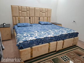Two Single Beds with Side Tables and Mattress