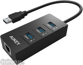 Aukey CB-H15 USB 3.0 Hub and RJ45 101001000 Gigabit Ethernet Hub Conve