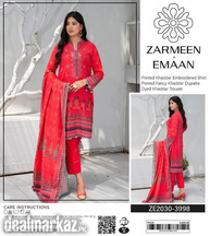 3 Pcs Women's Unstitched Khaddar Printed Suit