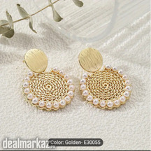 Dangle Earrings Raffia Flower Design