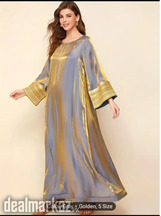 Lace Trim Crew Neck Kaftan Dress