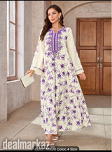 Floral Print Long Abaya Dress