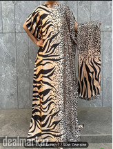 Maxi Kaftan Dress with Leopard Print