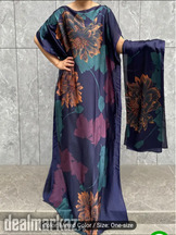 Floral Tunic Dress with Scarf
