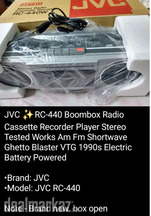 JVC RC-440 Boombox Radio Cassette Recorder