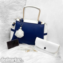 Stylish women's Blue Rexine hand bag