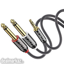 J AND D 3.5mm 18 inch TRS Male to Dual 6.35mm 14 inch TS Male Mono