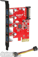 Inateck PCI-e to USB 3.0 (4 Ports) PCI Express Card and 15-Pin Power C