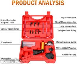 2 in 1 Brake Bleeder Kit with Hand Vacuum Pump with Gauge Adapters Aut