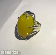 Yellow Agate - Yellow Aqeeq Silver Ring - Whatsapp for order