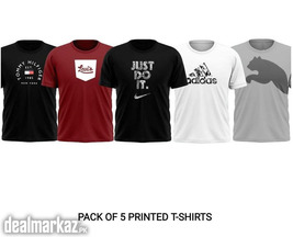 Pack of 5 – Men's Printed Jersey T-Shirts
