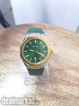 Bestwin green dial green leather watch men