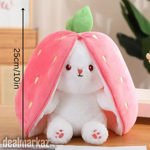 25cm Reversible pink Strawberry Floppy Ear Bunny stuffed toy with zip