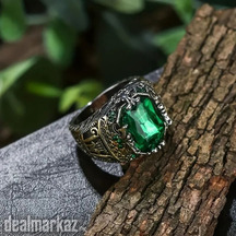 Men’s Luxury Retro Green Gemstone Ring Personalized Party Jewelry