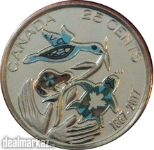 25 Cents Canada Colored Commemorative Coin