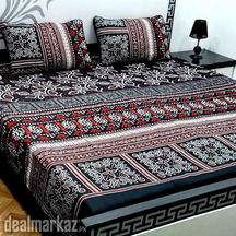 1- 3D 3 Pcs Crystal Cotton Printed Double Bedsheet
