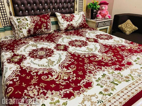 2- 3D 3 Pcs Crystal Cotton Printed Double Bedsheet
