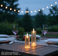LED Rose Halo Candle Lamp, Battery Operated Flameless Pillar