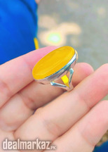 Yellow Aqeeq + chandi handmade Ring