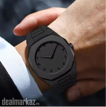 Men's Carbon Fiber Black Arabic Aura Watch