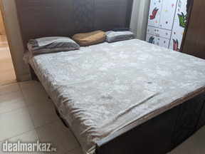 Selling Used king size bed with mattress and two side table