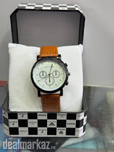 Men's PU Leather Strap Analog Watch - 1 Pc - Orange & Brown