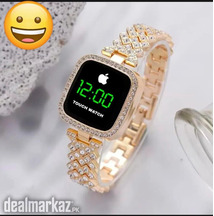 Women’s Gold-Tone Jewelry Watch with Green LED Display