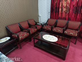 6-Seater Sofa set, 6 pure wood chairs, pure Wood table set with mirror