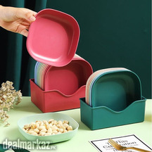 Multicolour Square Plates | Pack of 10 | Premium Quality