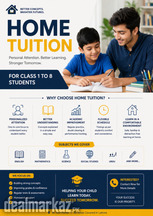 Providing home tutor service for students of class 1-8 in all areas ,l
