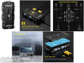 ieGeek KVM Switch 4-Port USB VGA KVM Switch Box Adapter for PC Monitor
