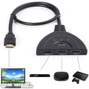 3-Port HDMI Splitter Switch Cable 2ft 3 In 1 out Auto High Speed Switc